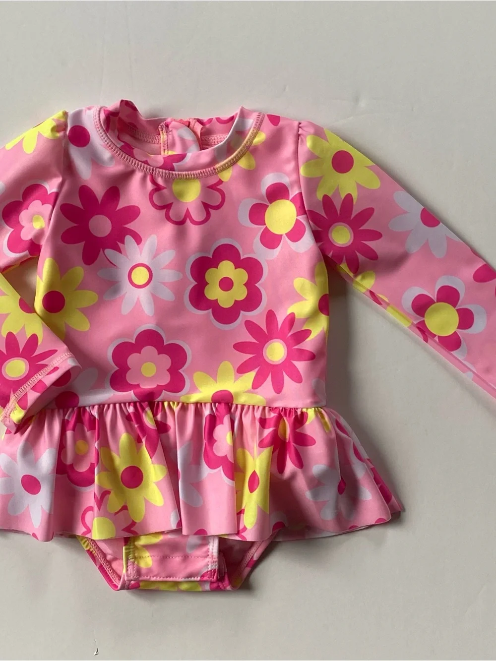 Baby Girl’s Rashguard Swimsuit Size 12 months Pink Floral One Piece Sol Borne